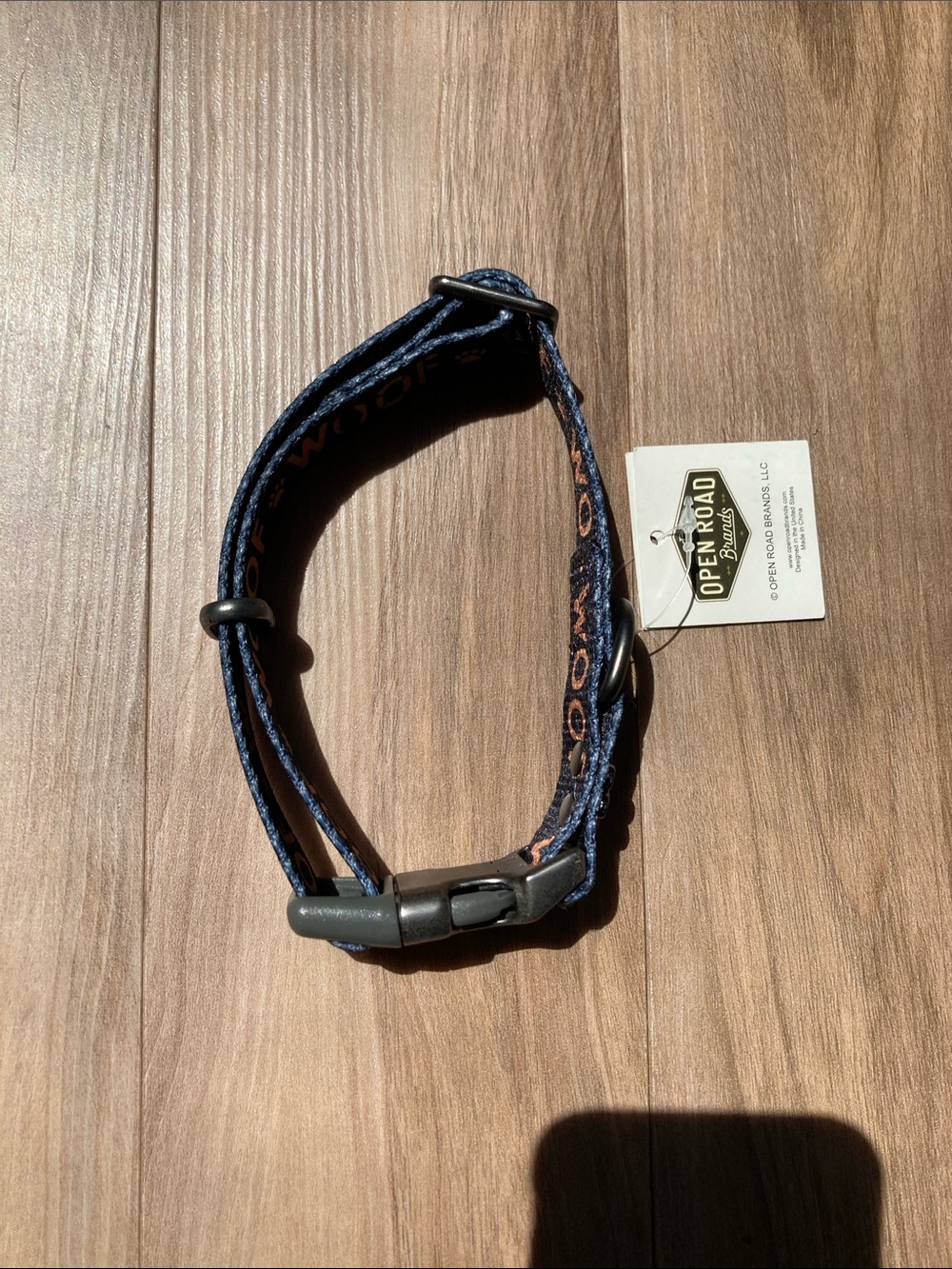 Dog collar woof printed collar with metal paw print & heart embellished accent - Picture 8 of 13